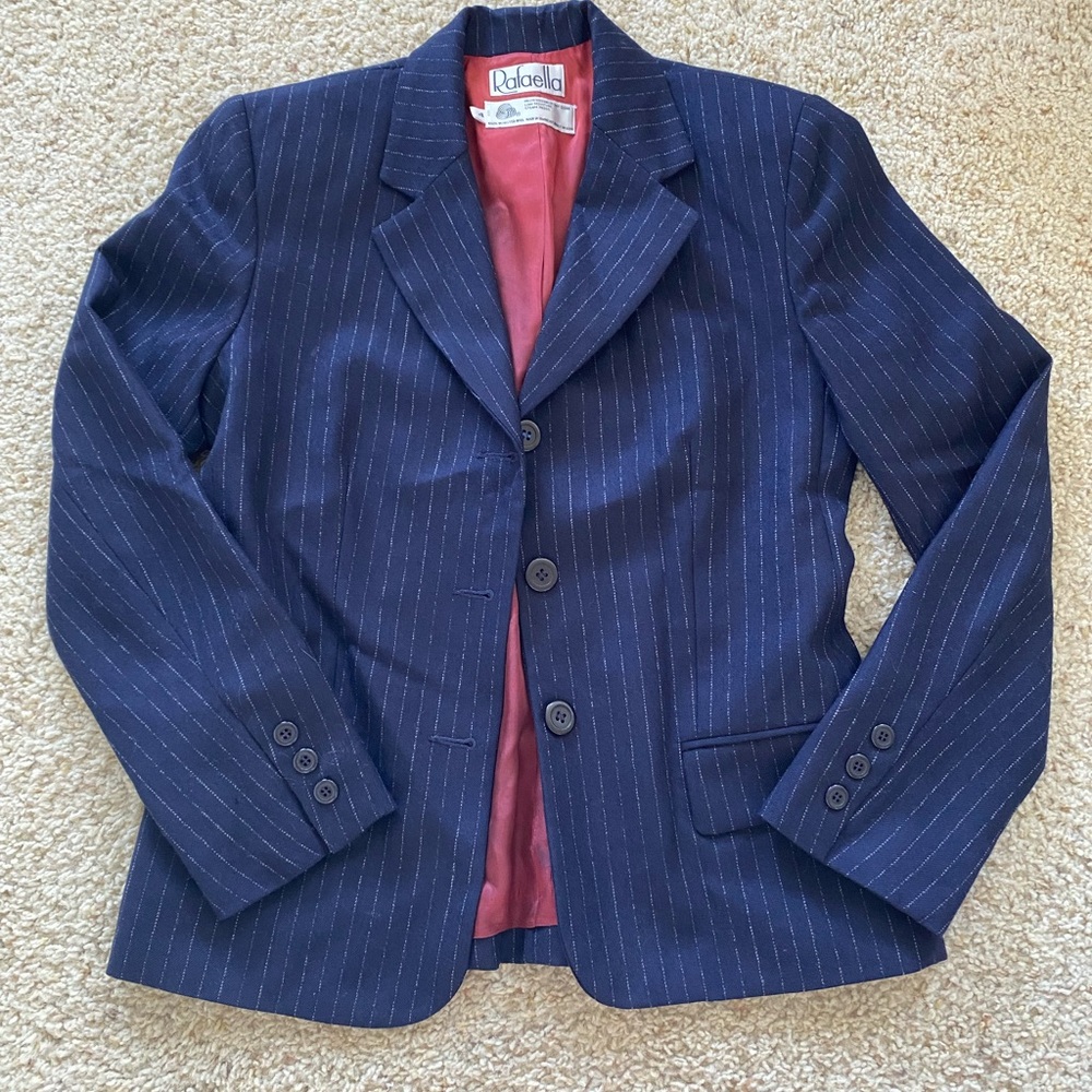 Rafaella Blue and Red Blazer Classic Notched Lapel